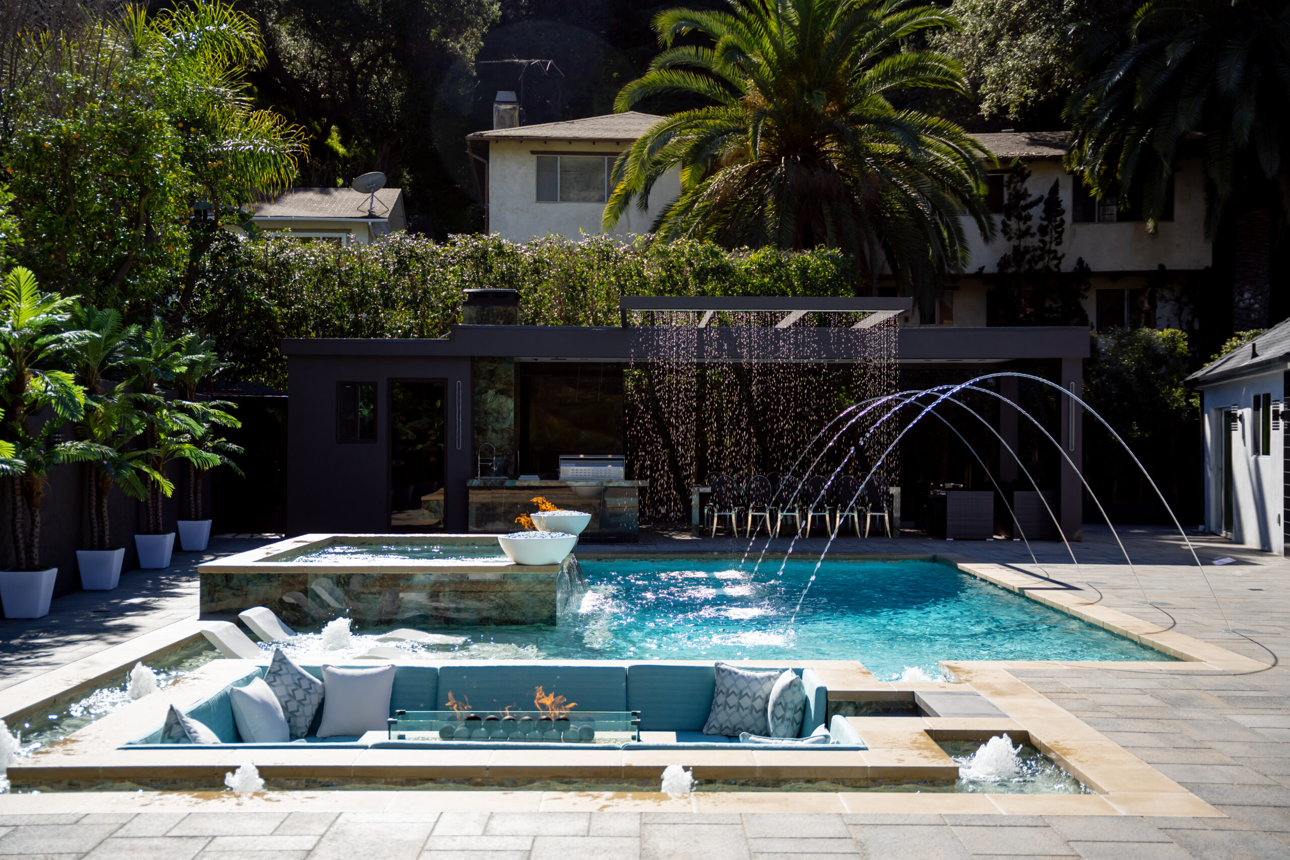New Pool & Spa with Waterfall Construction in Los Angeles CA